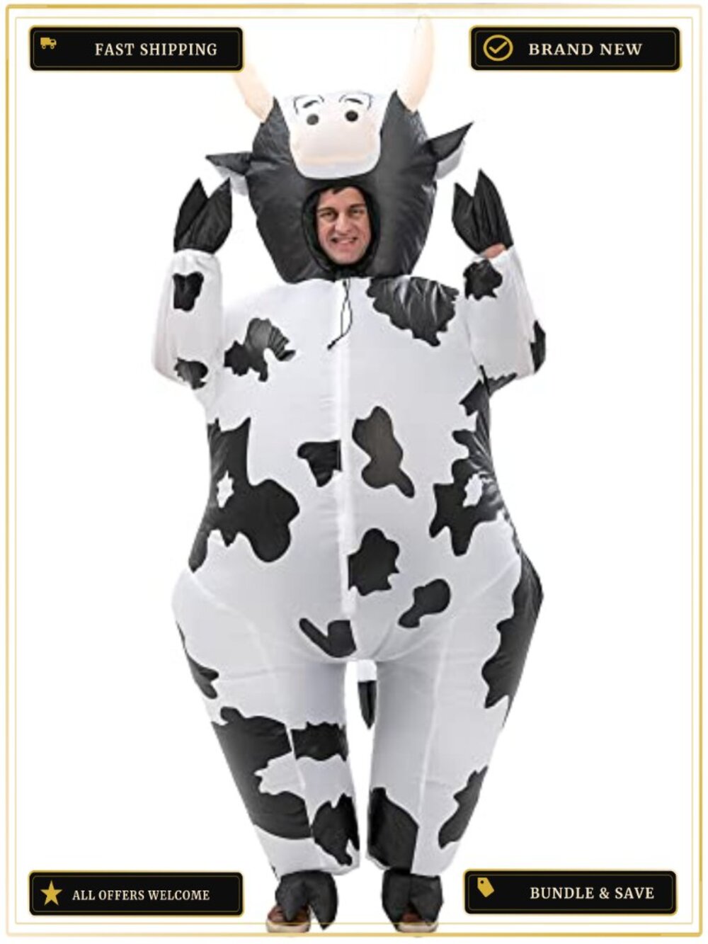 Inflatable Cow Costume Adult Unisex Polyester Funny Halloween Cosplay